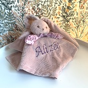 Doudou personnalisé petit lapin rose