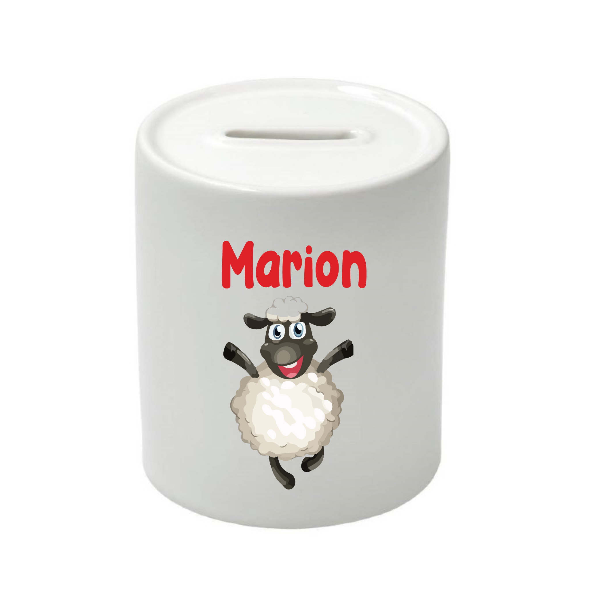 Tirelire enfant personnalisée avec prénom et mouton debout