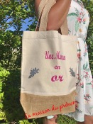 Sac Jute et coton personnalisé Ma marraine je l'aime à la folie